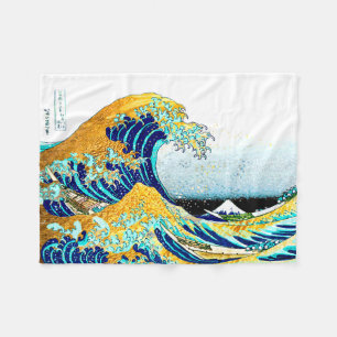PixDezines Vintage, Great Wave, Hokusai 葛飾北斎の神奈川沖浪 Fleece Blanket