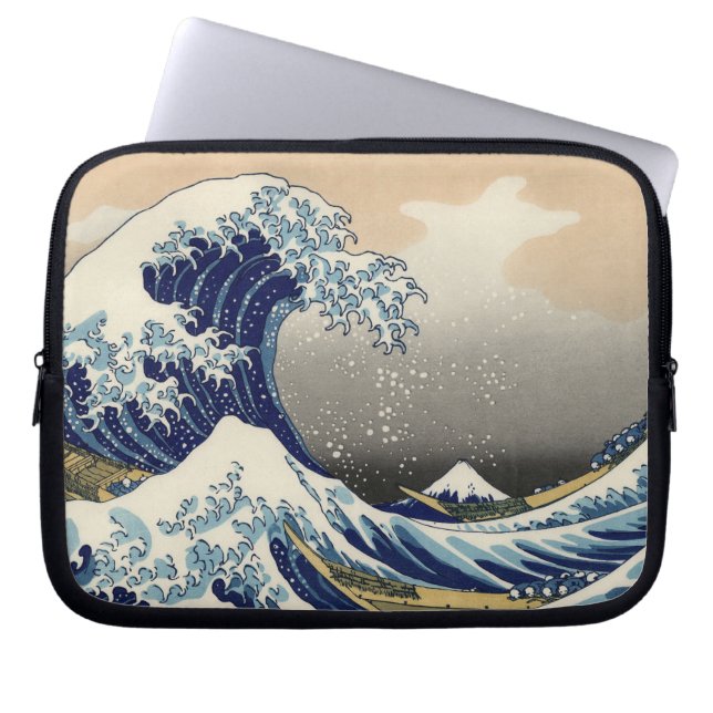 PixDezines Vintage, Great Wave, Hokusai 葛飾北斎の神奈川沖浪 Laptop Sleeve (Front)