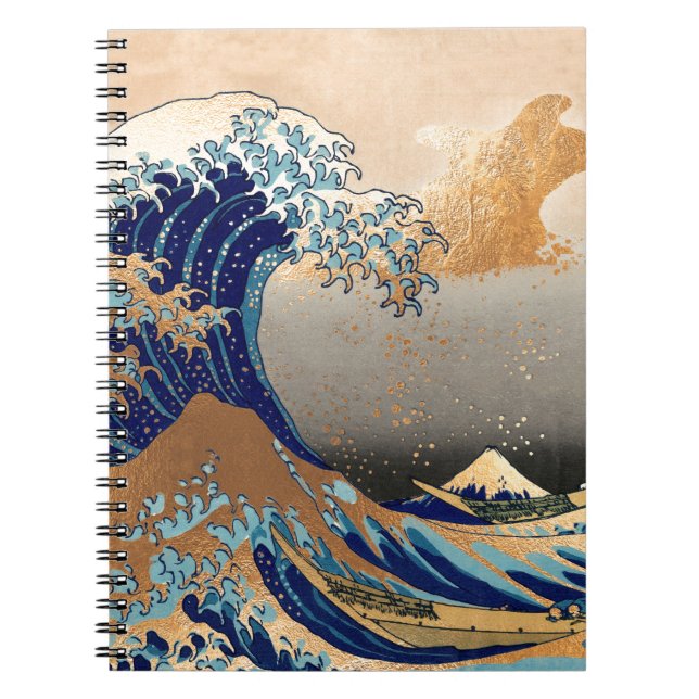 PixDezines Vintage, Great Wave, Hokusai 葛飾北斎の神奈川沖浪 Notebook (Front)