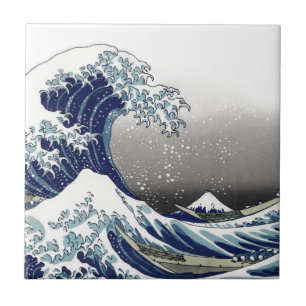 PixDezines Vintage, Great Wave, Hokusai 葛飾北斎の神奈川沖浪 Tile