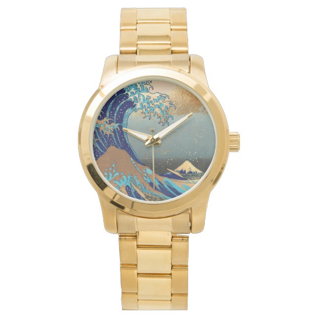 PixDezines Vintage, Great Wave, Hokusai 葛飾北斎の神奈川沖浪 Watch (Front)