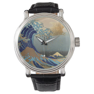 PixDezines Vintage, Great Wave, Hokusai 葛飾北斎の神奈川沖浪 Watch