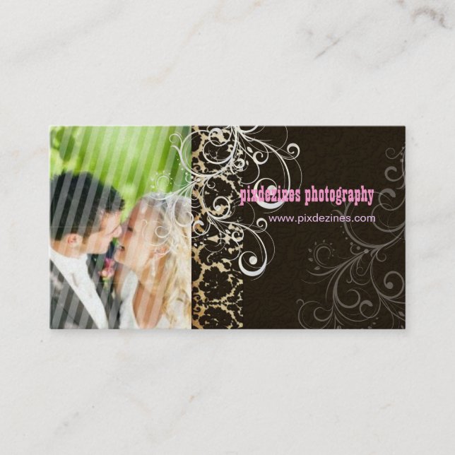 PixDezines Vintage Grunge Damask Brown Business Card (Front)