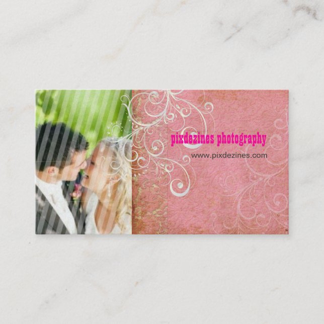 PixDezines Vintage Grunge Damask / Pink Business Card (Front)