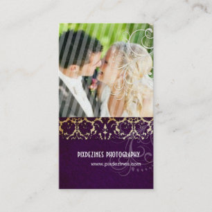 PixDezines Vintage Grunge Damask / plum Business Card