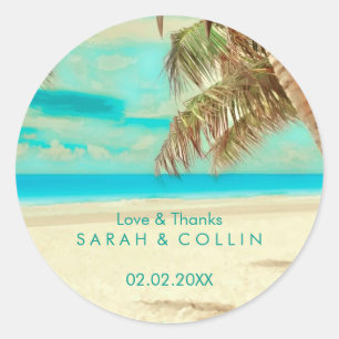 PixDezines vintage hawaii/beach/tropical Classic Round Sticker