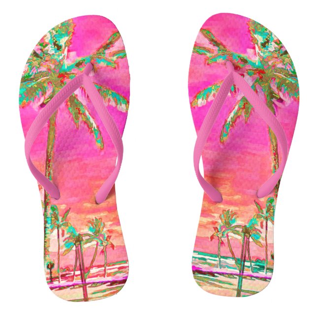PixDezines Vintage Hawaii, Mauna Lani Bay Flip Flops (Footbed)