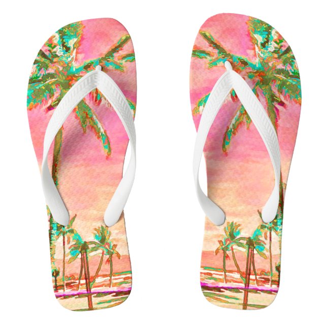 PixDezines Vintage Hawaii, Mauna Lani Bay Flip Flops (Footbed)