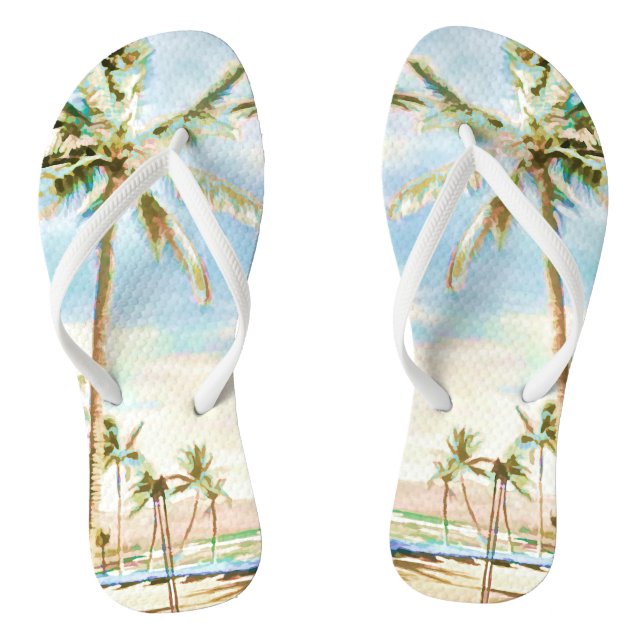 PixDezines Vintage Hawaii, Mauna Lani Bay Flip Flops (Footbed)