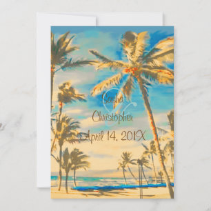 PixDezines vintage hawaiian beach/cerulean blue Invitation