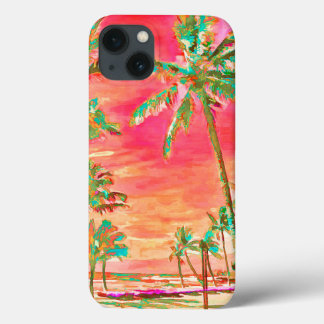PixDezines Vintage Hawaiian Beach/Coral/Teal iPhone 13 Case