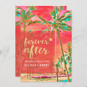 PixDezines Vintage Hawaiian Beach/Coral/Teal Invitation