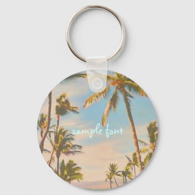 PixDezines vintage hawaiian beach Key Ring (Front)