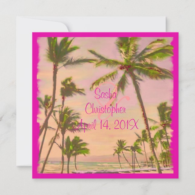 PixDezines vintage hawaiian beach/pink Invitation (Front)