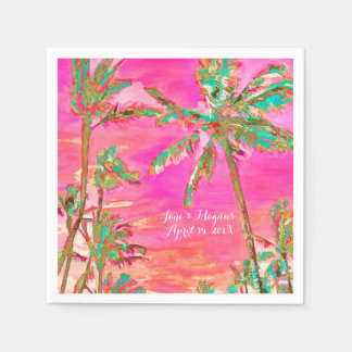 PixDezines Vintage Hawaiian Beach/Pink/Teal Napkin
