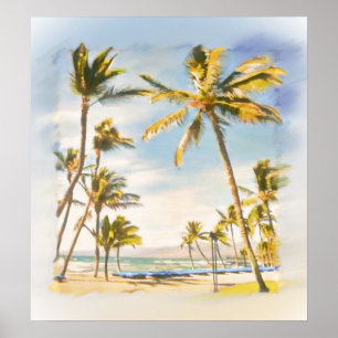 PixDezines vintage hawaiian beach Poster