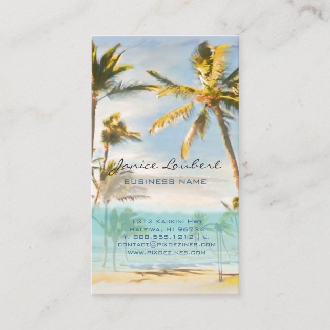 PixDezines vintage hawaiian beach scene Business Card (Front)