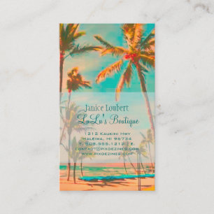 PixDezines Vintage Hawaiian Beach Scene Business Card