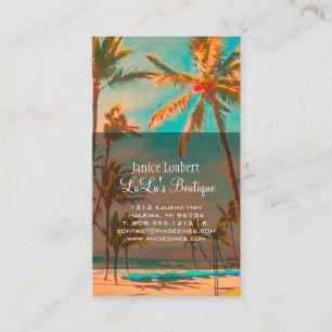 PixDezines Vintage Hawaiian Beach Scene Business Card