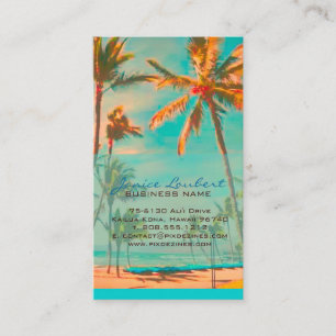 PixDezines Vintage Hawaiian Beach Scene Business Card