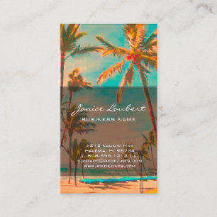PixDezines Vintage Hawaiian Beach Scene Business Card