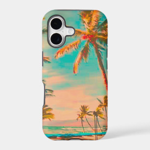 PixDezines Vintage Hawaiian Beach Scene/teal
