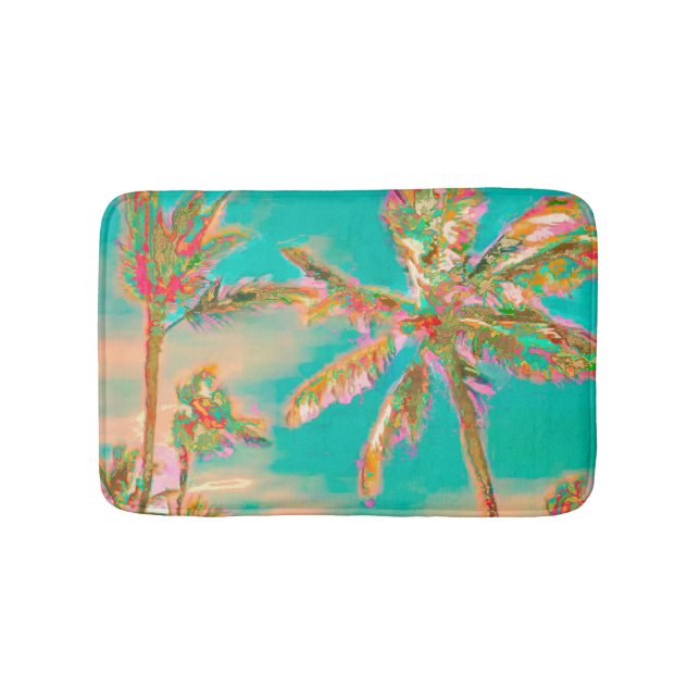 PixDezines Vintage Hawaiian Beach/Teal Bath Mat (Front)