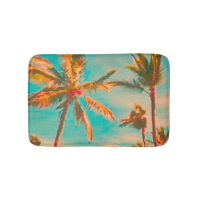PixDezines Vintage Hawaiian Beach/Teal Bath Mat (Front)