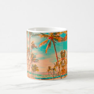 PixDezines Vintage Hawaiian Beach/Teal Coffee Mug