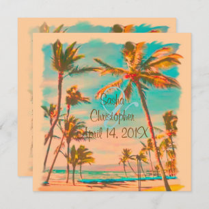 PixDezines VINTAGE HAWAIIAN BEACH/TEAL/DIY Bckgrnd Invitation