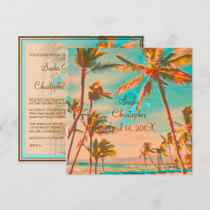 PixDezines Vintage Hawaiian Beach/teal Invitation