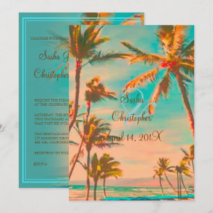 PixDezines VINTAGE HAWAIIAN BEACH/TEAL Invitation