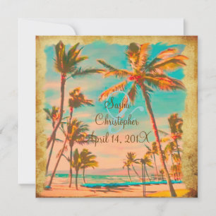 PixDezines vintage hawaiian beach/teal Invitation