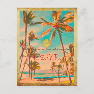 PixDezines vintage hawaiian beach/teal Invitation Postcard