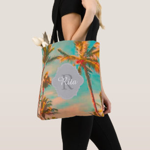 PixDezines Vintage Hawaiian Beach/Teal Tote Bag