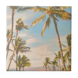 PixDezines vintage hawaiian beach Tile