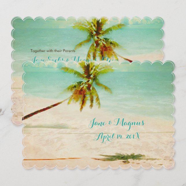 PixDezines Vintage Hawaiian Beach/Turquoise Invitation (Front/Back)