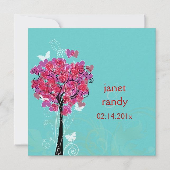 PixDezines vintage hearts tree/diy background Invitation (Front)