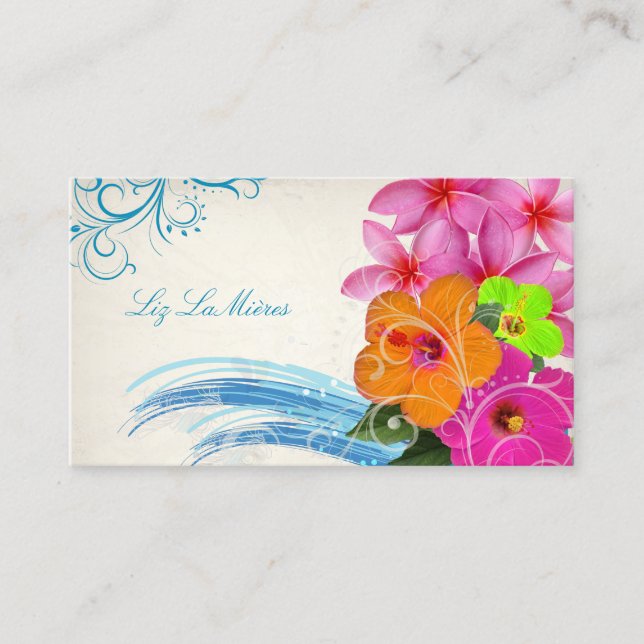 PixDezines vintage hula waves Business Card (Front)