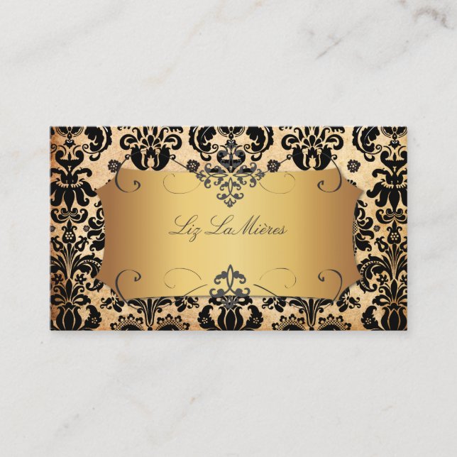 PixDezines Vintage Isabella damask/faux parchment Business Card (Front)