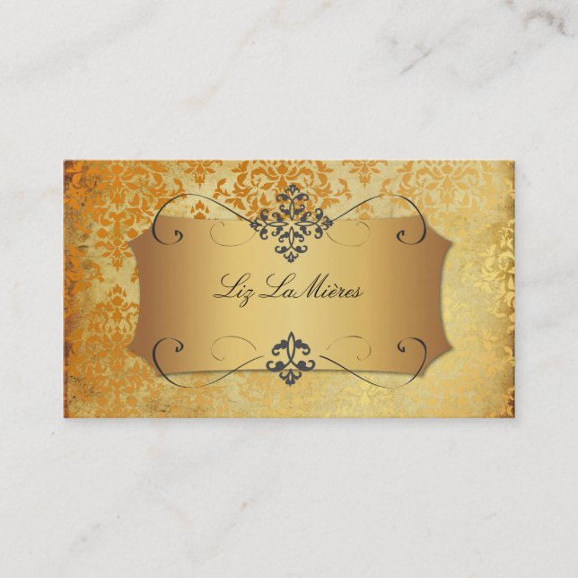 PixDezines Vintage Josephine Damask Business Card (Front)