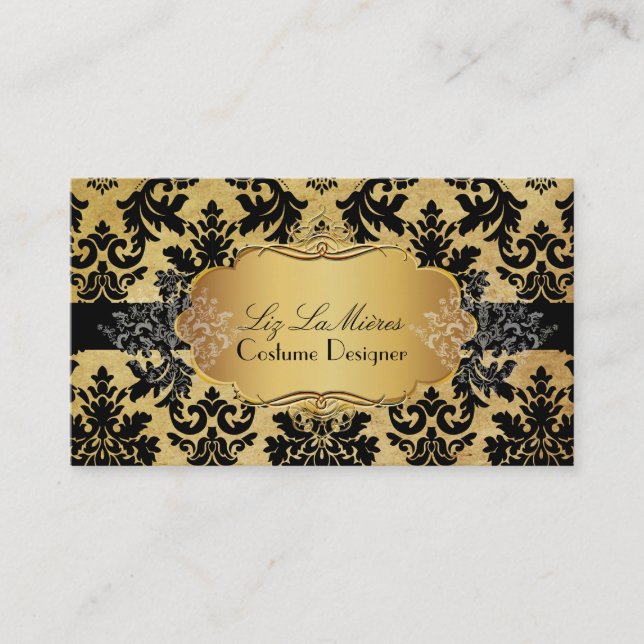 PixDezines vintage la paloma damask Business Card (Front)