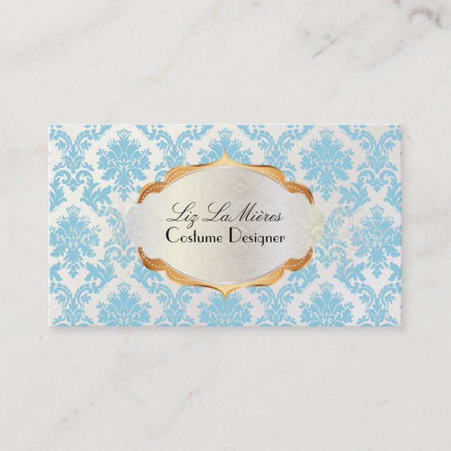 PixDezines vintage la paloma damask Business Card (Front)