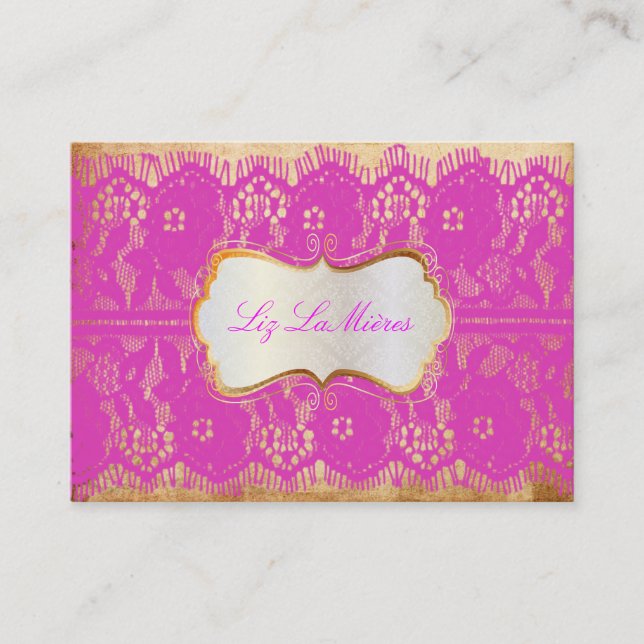 PixDezines Vintage Lace-Up/hot pink Business Card (Front)