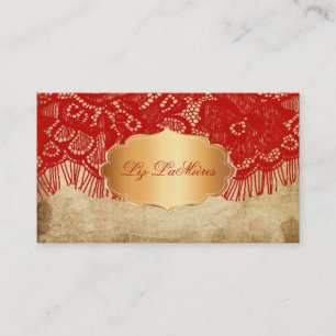 PixDezines Vintage Lace-Up/red Business Card