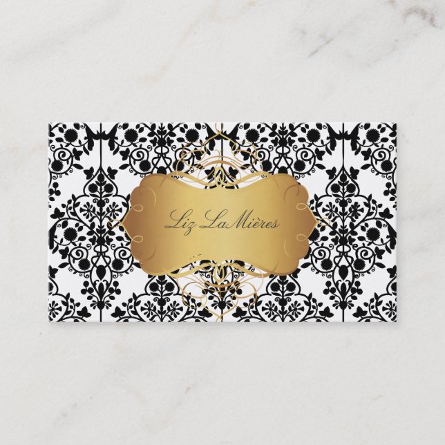 PixDezines vintage leila damask/faux parchment Business Card (Front)