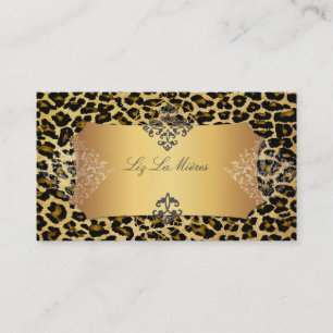 PixDezines Vintage leopard+damask Business Card
