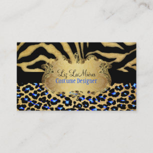 PixDezines VINTAGE LEOPARD+ZEBRA+FAUX+GOLD+LABEL Business Card