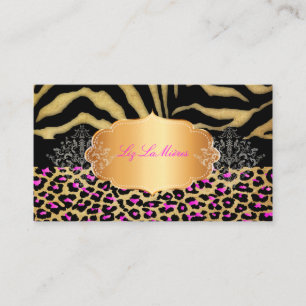 PixDezines VINTAGE LEOPARD+ZEBRA+FAUX+GOLD+LABEL Business Card