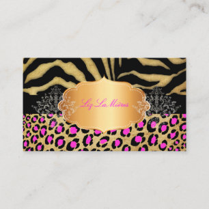 PixDezines VINTAGE LEOPARD+ZEBRA+FAUX+GOLD+LABEL Business Card